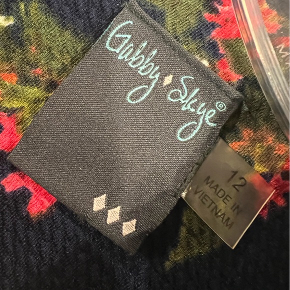 Navy Floral 🌺 Dress - Sleeveless, Cutouts around Neckline , Back Zipper Sz 12 - Picture 3 of 10